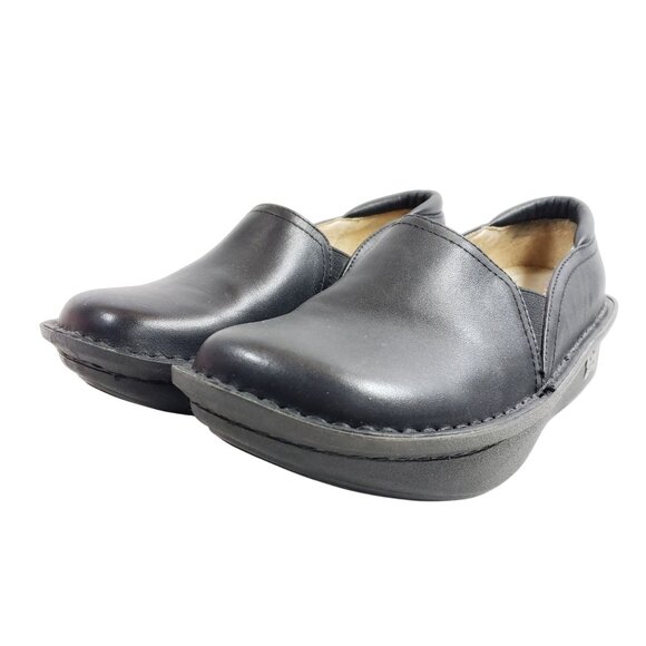 Alegria By Pg Lite Womens Size 6.5 Leather Slip-On Clogs Black - Picture 2 of 9